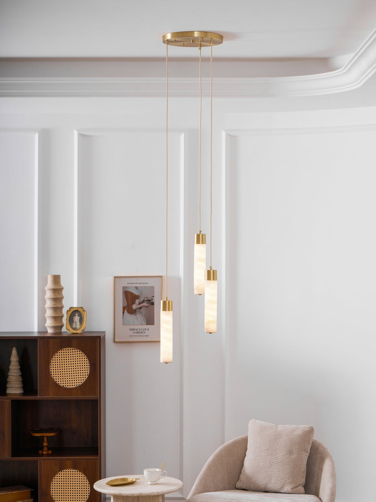Alabaster Tala Brass Pendant Lamp