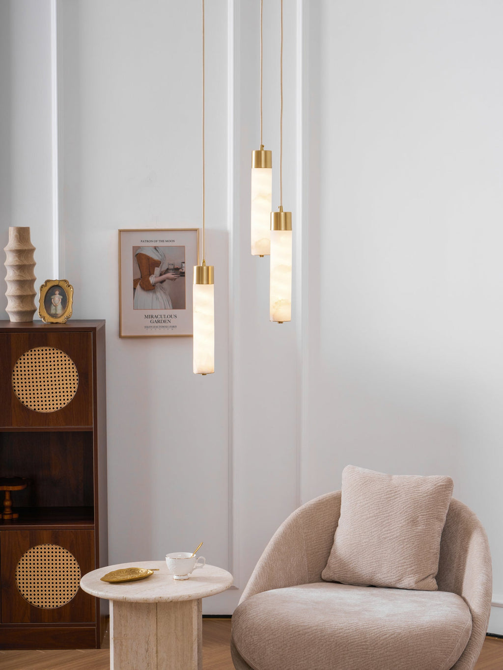 Alabaster Tala Brass Pendant Lamp