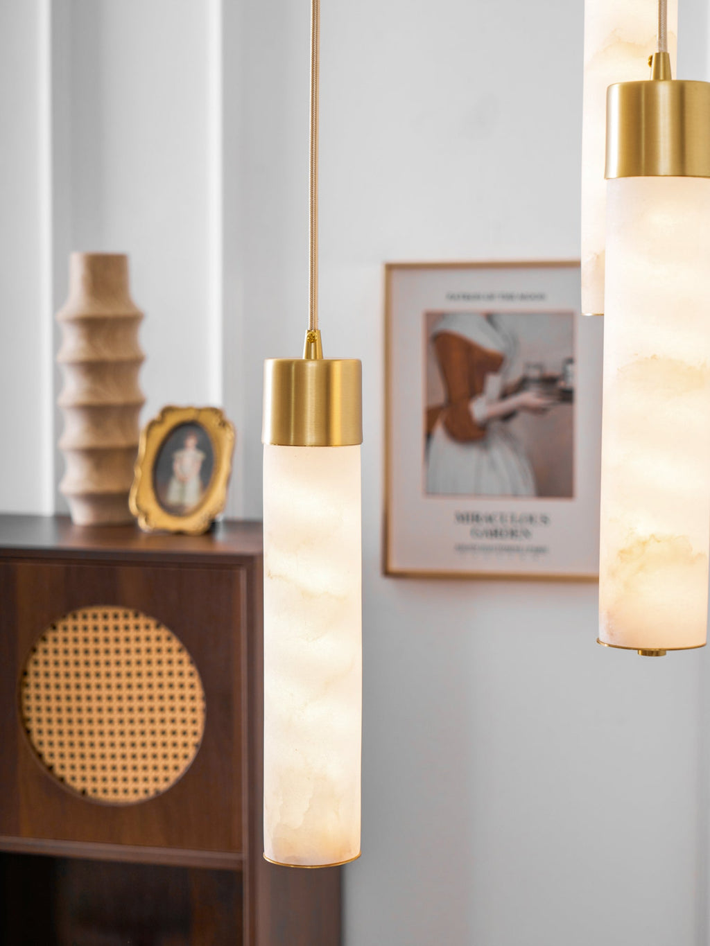 Alabaster Tala Brass Pendant Lamp