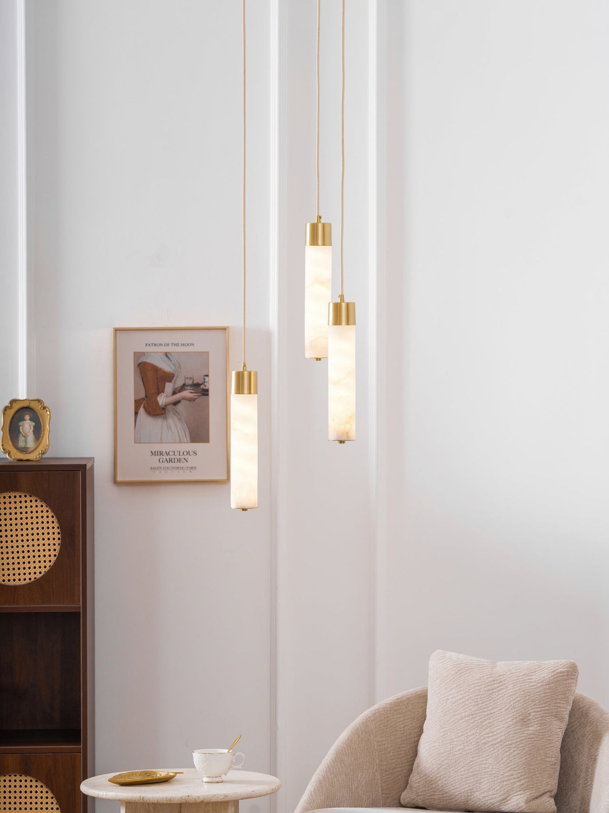Alabaster Tala Brass Pendant Lamp