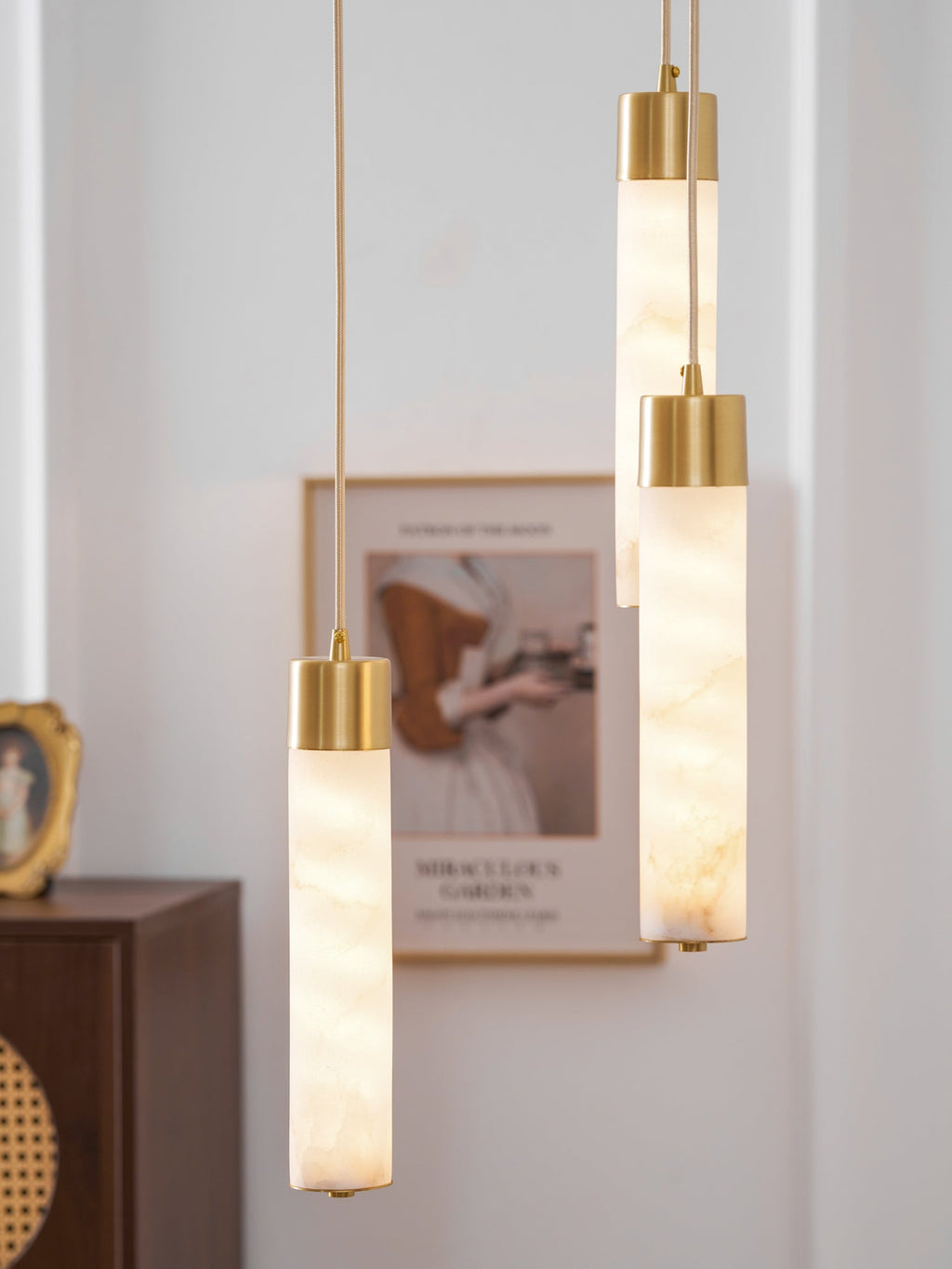 Alabaster Tala Brass Pendant Lamp