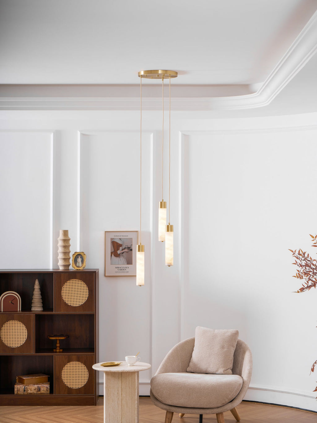 Alabaster Tala Brass Pendant Lamp