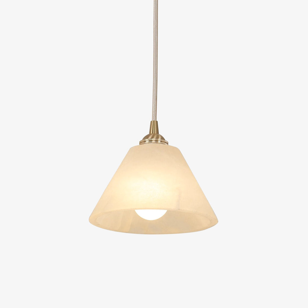 Conical Alabaster Brass Pendant Lamp