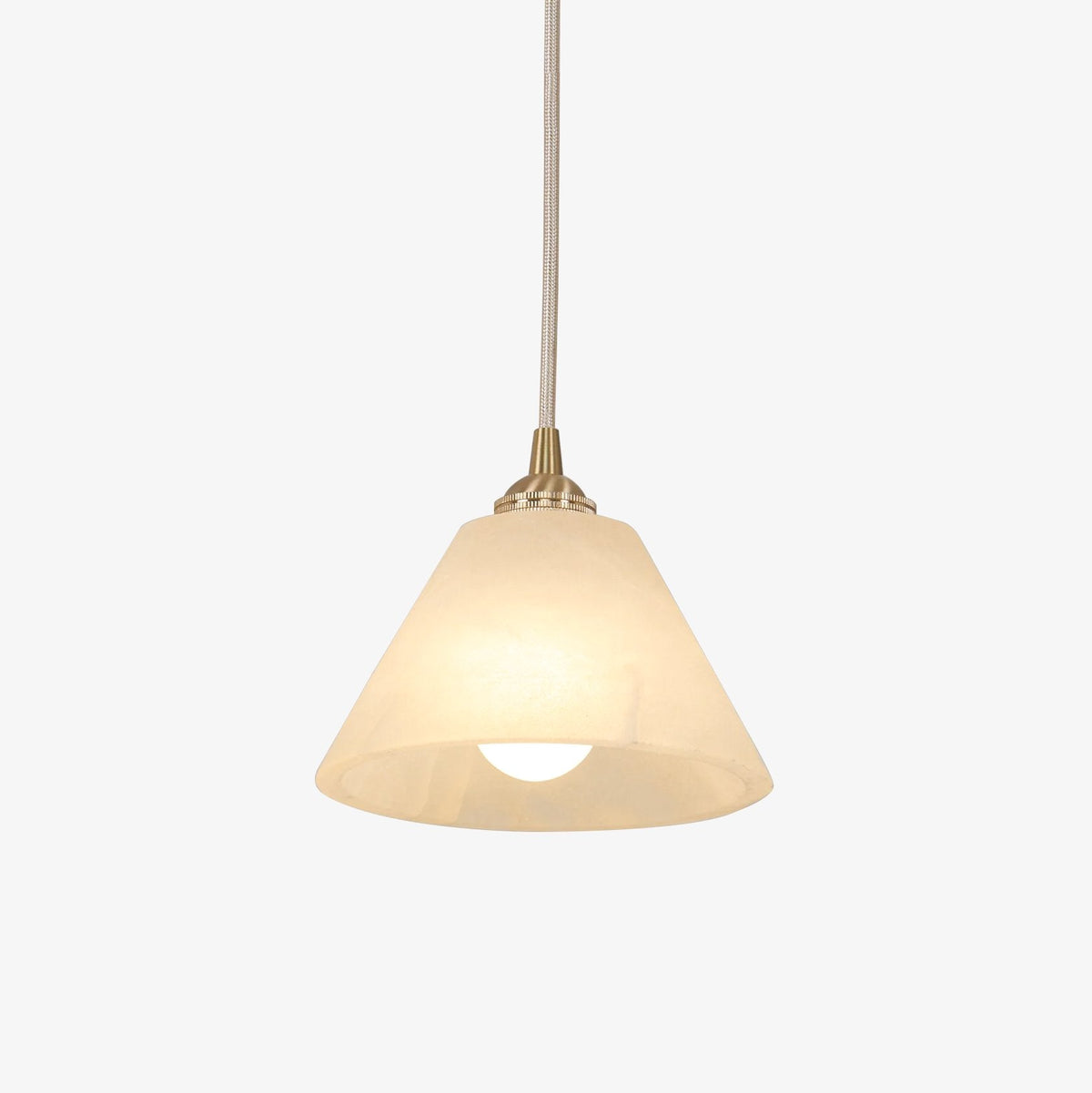Conical Alabaster Brass Pendant Lamp