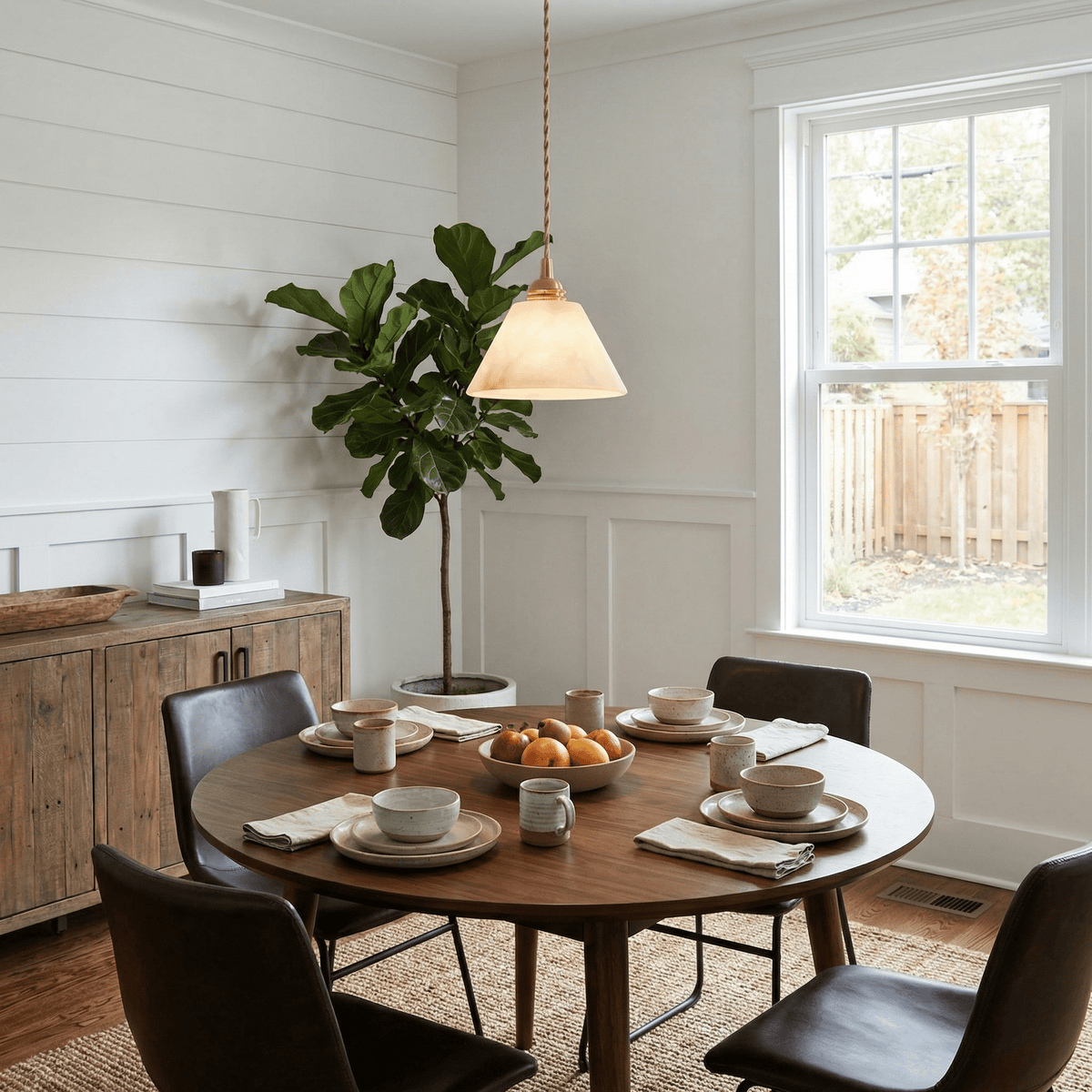 Conical Alabaster Brass Pendant Lamp