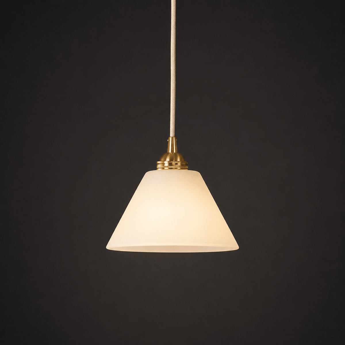 Conical Alabaster Brass Pendant Lamp