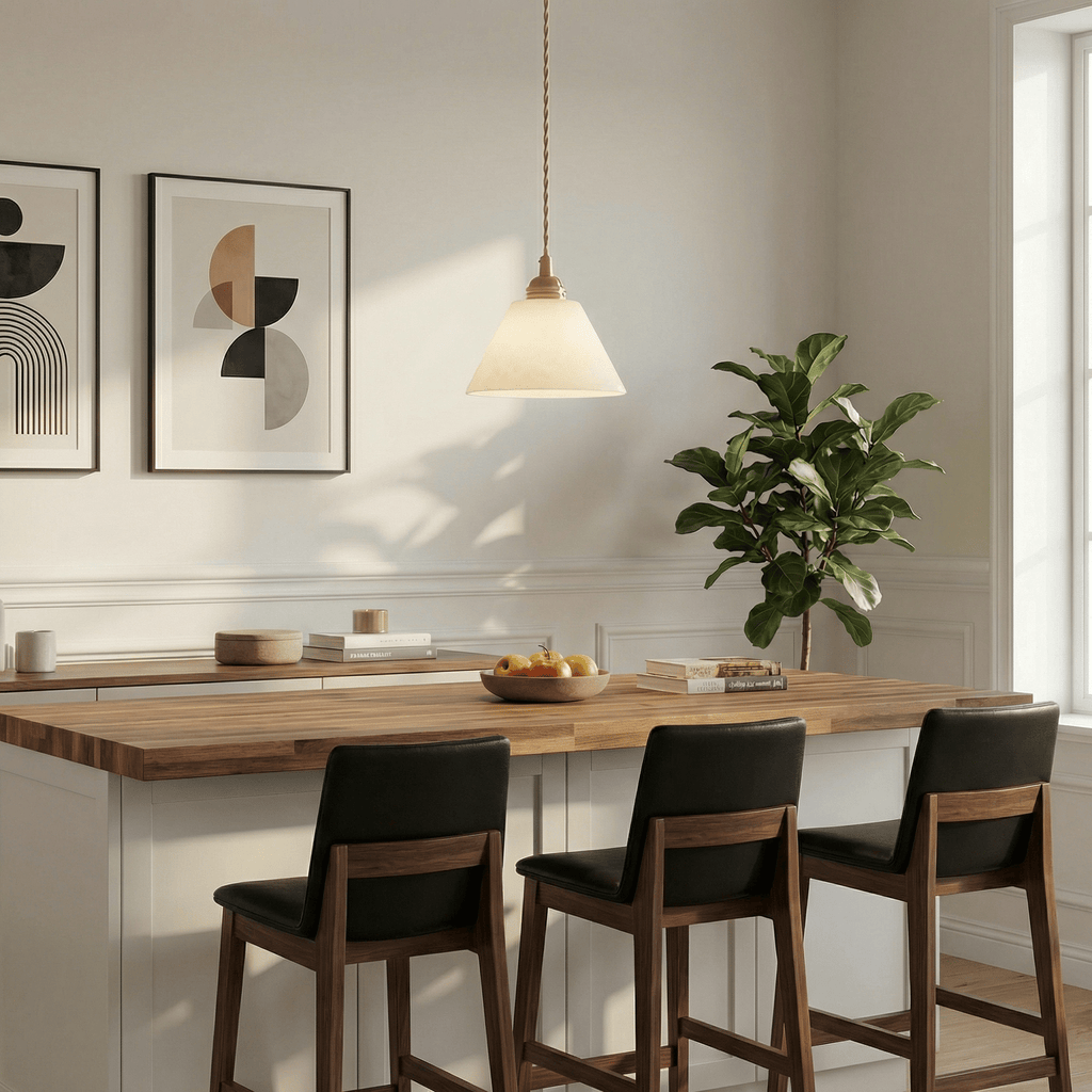 Conical Alabaster Brass Pendant Lamp